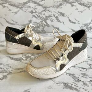 Michael Michael Kors Liv Bubble Trainer Sneakers Metallic 9.5 Fashion Logo